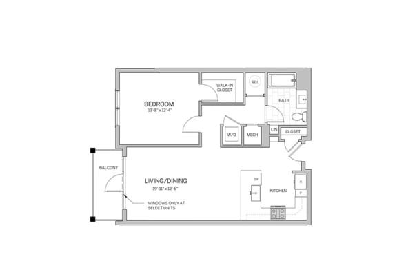 1 Bedroom - a14 Floor Plan 1 Bedroom - a14 Floor Plan at AVE Blue Bell, Blue Bell, PA, 19422
