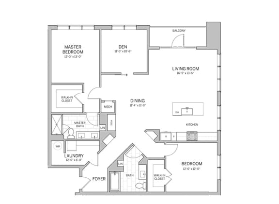 Floor Plan  2 Bedroom - b22d Floor Plan at AVE Blue Bell, Blue Bell, Pennsylvania