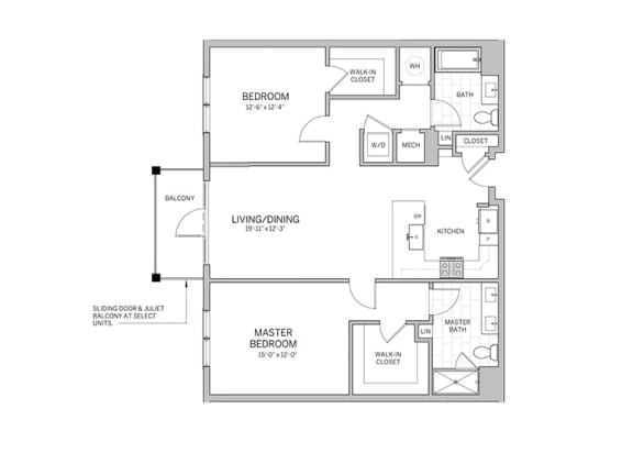 Floor Plan  2 Bedroom - b5 Floor Plan at AVE Blue Bell, Pennsylvania, 19422