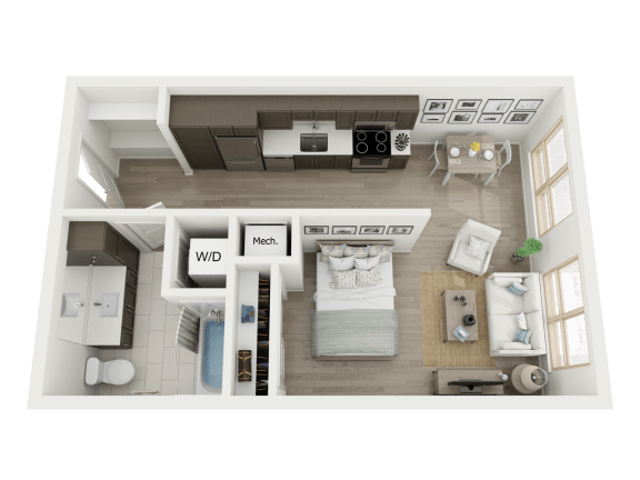 Studio - E1 Floor Plan studio - E1 Floor plan at AVE Austin North Lamar, Texas
