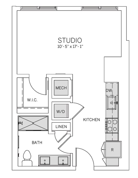 S1 Floor Plan at AVE Tampa Riverwalk, Florida, 33602