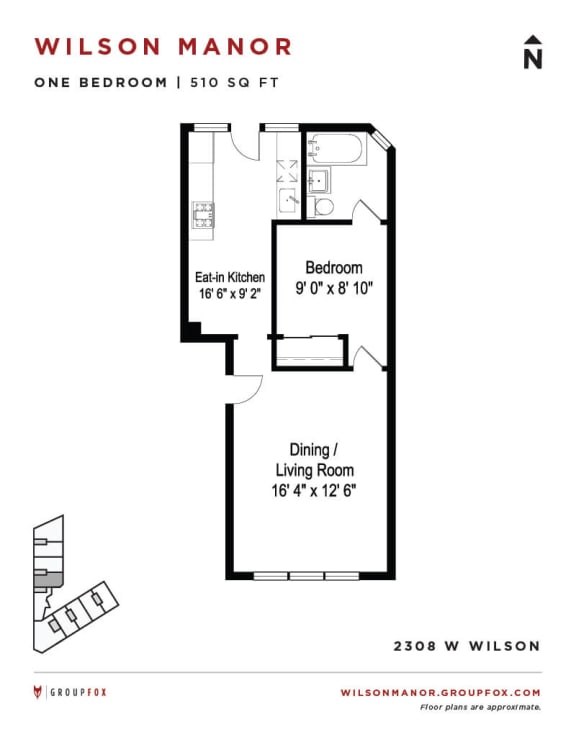 Group Fox - Wilson Manor - One Bedroom Floorplan