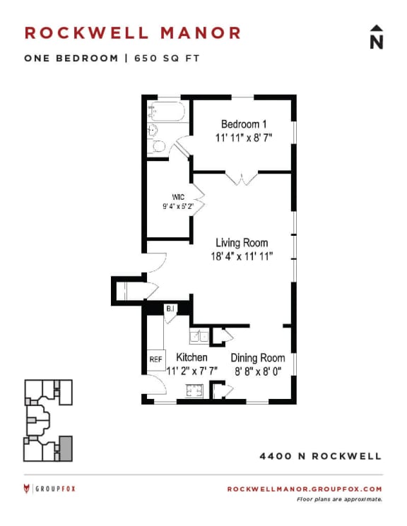 Rockwell Manor - One Bedroom Floorplan