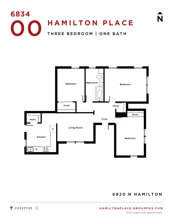 Hamilton Place Three Bedroom Floor Plan