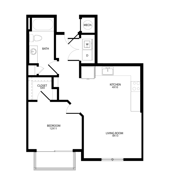 Floor Plan  One-Bedroom (A1)