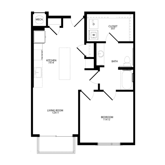 Floor Plan  One-Bedroom (A3)