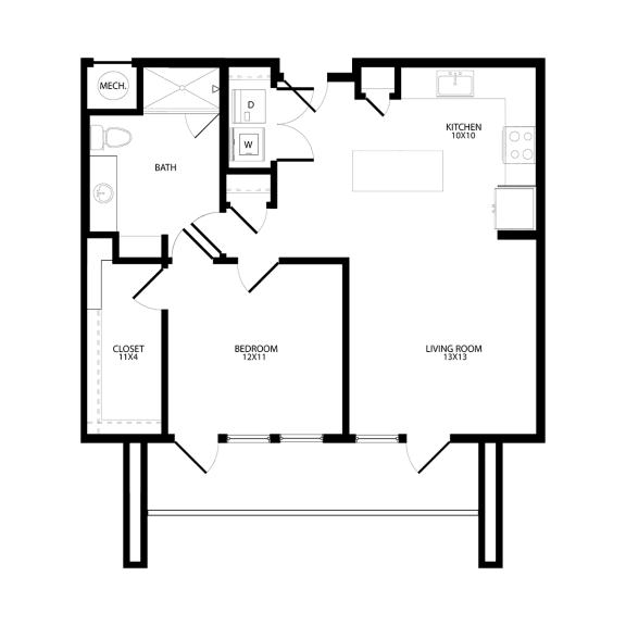 Floor Plan  One-Bedroom (A5)