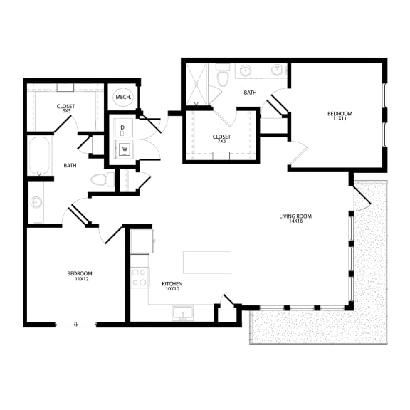 Floor Plan  Two-Bedroom (B4)