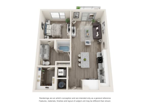 One-Bedroom Floor Plan A4 | 26 at City Point Apartments