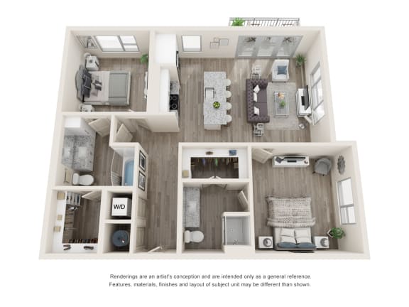 Two-Bedroom Floor Plan B4|26 at City Point Apartments