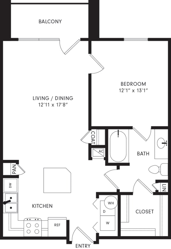 Floor Plan  One-Bedroom Floor Plan A1 | Axis Kessler Park Apartments