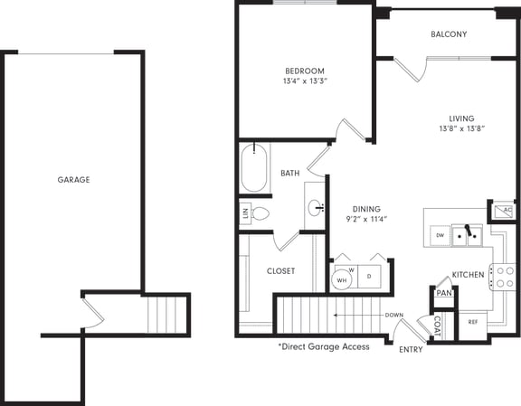 One-Bedroom Floor Plan A2G | Axis Kessler Park Apartments