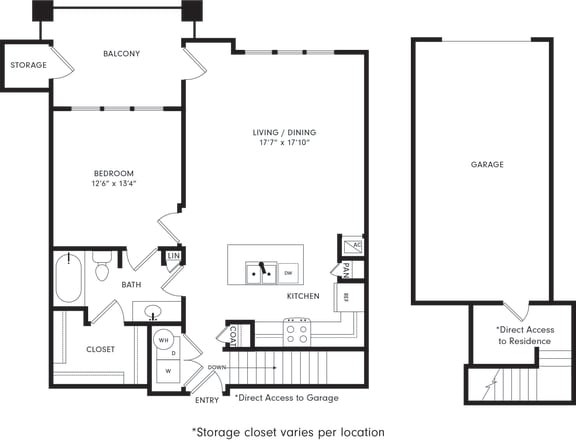 One-Bedroom Floor Plan A3G | Axis Kessler Park Apartments