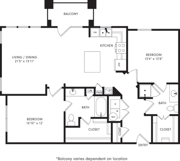 Two-Bedroom Floor Plan B2 | Axis Kessler Park Apartments