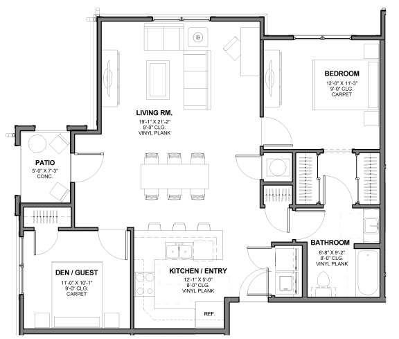 Two-Bedroom Floor Plan B1|Kinsley Forest Apartments