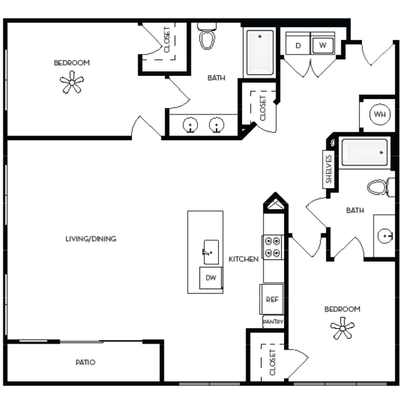 Floor Plan  Two-Bedroom Floor Plan B5|Kinsley Forest Apartments