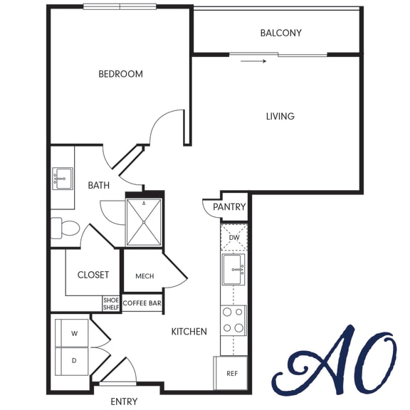 Floor Plan  One-Bedroom (A0)