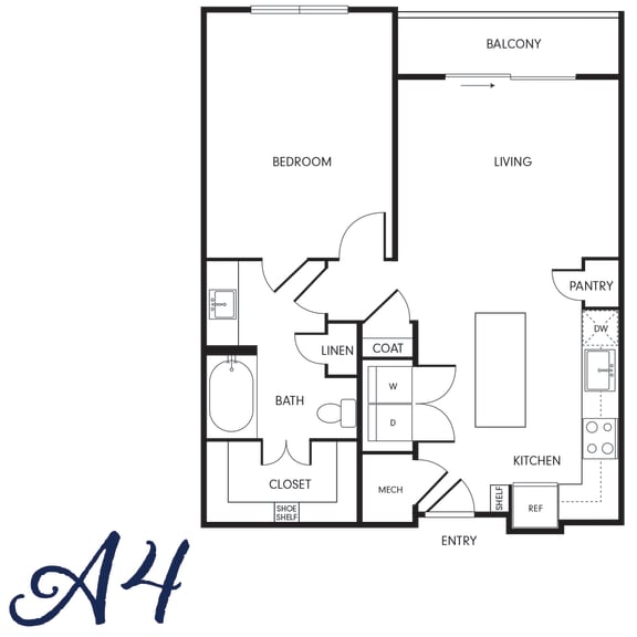  Floor Plan One-Bedroom (A4)