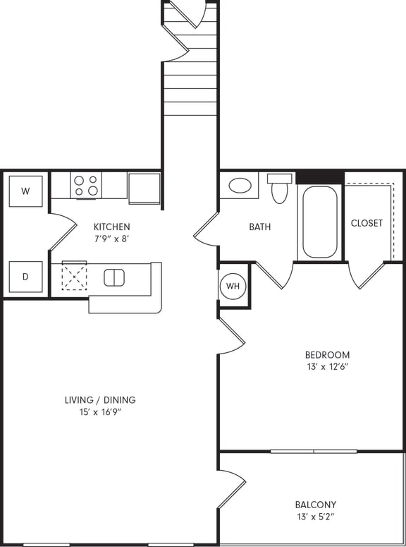 One-Bedroom Floor Plan A1U | Sovereign Overland Park Apartments