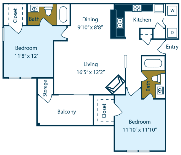 San Carlos Floor Plan San Carlos Floor Plan at Carmel Creekside Apartments, Fort Worth, TX
