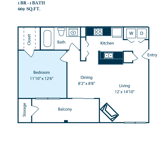 Coronado Floorplan Coronado Floorplan at Carmel Creekside Apartments, Texas, 76137