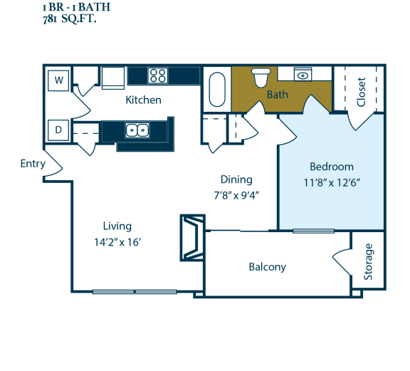 Miramar Floorplan Miramar Floorplan at Carmel Creekside Apartments, Fort Worth, TX