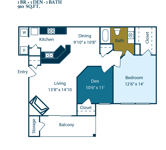 Monterrey Floorplan Monterrey Floorplan at Carmel Creekside Apartments, Fort Worth, 76137
