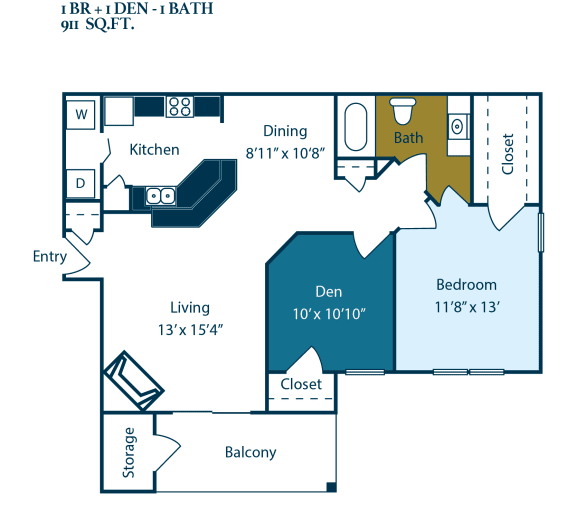 Pacifica  Floorplan at Carmel Creekside Apartments, Fort Worth, Texas