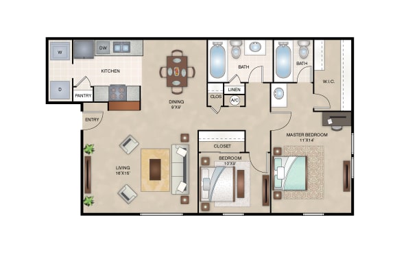 Floor Plan  Willow floor plan layout at Arbors of Corsicana Apartments