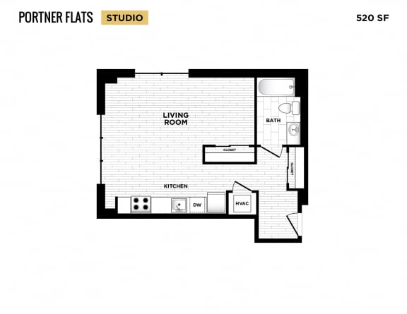 Floor Plan  Portner Flats Studio 2 Apartment Floor Plan