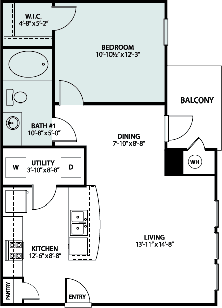 Floor Plan  Pino 1 Bedroom Floorplan