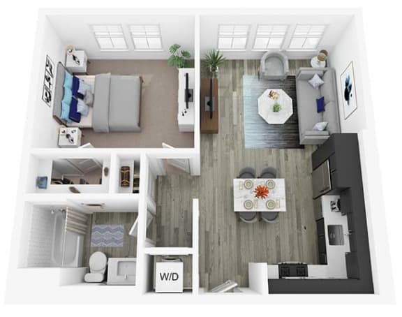 1 Bedroom 1 Bathroom A Floor plan with 621 square feet at Citron Apartment Homes in Riverside, CA