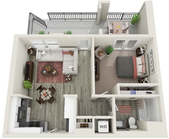 1 Bedroom 1 Bathroom B Floor plan with 630 square feet at Citron Apartment Homes, Riverside, 92506
