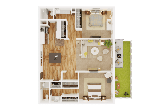  Floor Plan Two Bedroom and Two Bathroom