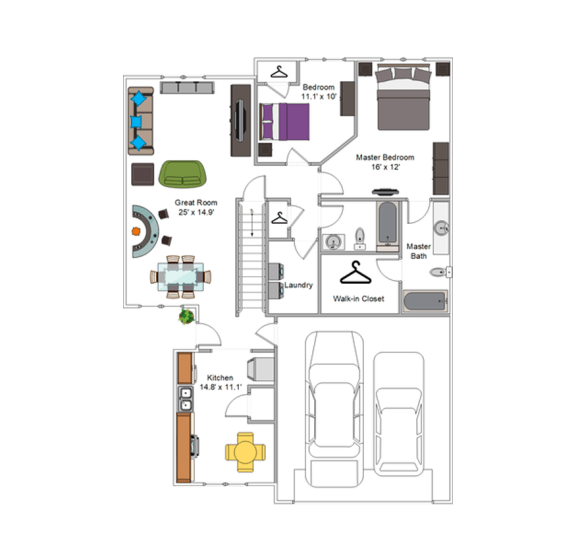 Hudson Place - Douglas Floor Plan - 2 Bed 2 Bath