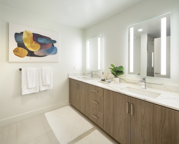 dark cabinetry bathroom Luxurious High End The Q Topanga