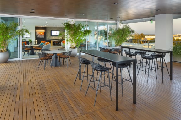 The Q Topanga Luxurious Apartments Woodland Hills California Indoor Outdoor Media Room and Clubhouse