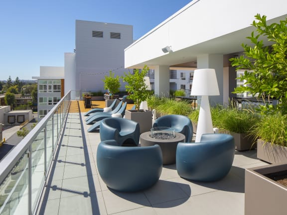 City View Daytime Oversized Furniture and Tall Lamps Luxury Apartments The Q Topanga Woodland Hills California