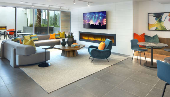 club house q variel fireplace with tv