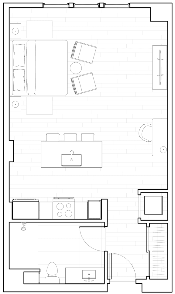 Studio Floor Plan at The Q Variel, Woodland Hills, CA