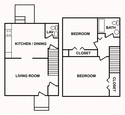  Floor Plan 2 Bedroom Town Home