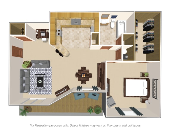 Floor Plan  1 Bedroom, 1 Bath 800SqFt