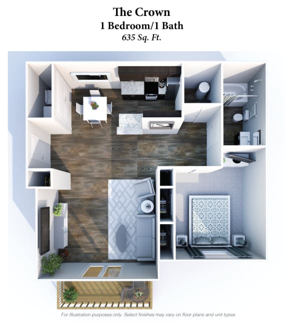Floor Plan  Parkway Trails 1 Bedroom 1 Bath 3D
