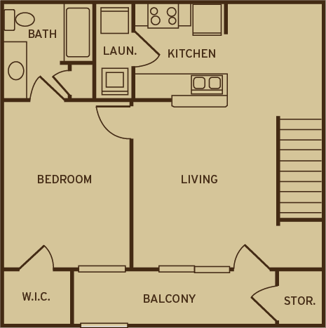 Floor Plan  Park at Kirkstall Apartments 1 bedroom 1 bathroom floor plan