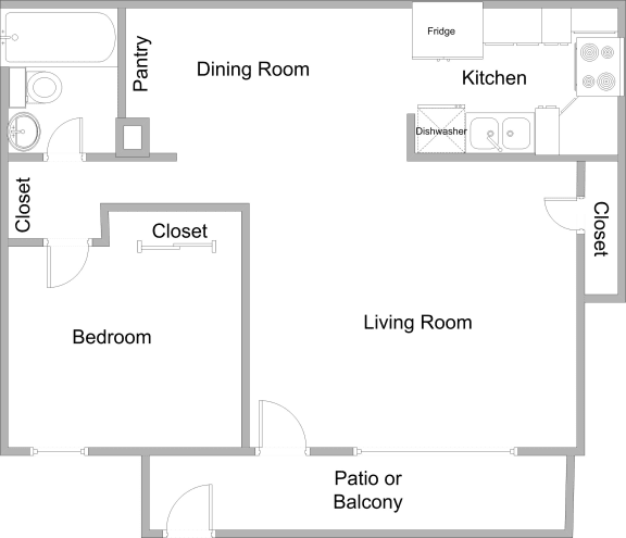 Floor Plan  Villa Del Sol One Bedroom Floor Plan