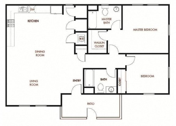 Floor Plan  YOLO West two bed two bath floor plan with decks
