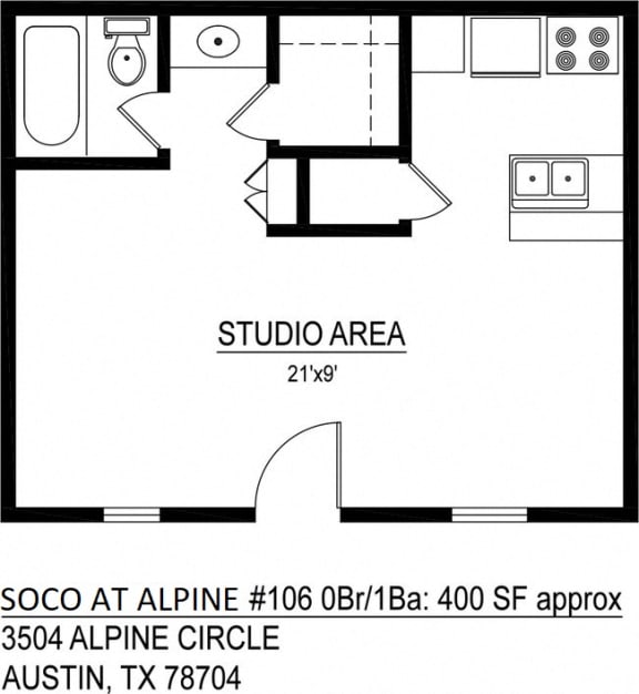 Floor Plan  Soco at Alpine Studio apartment floor plan
