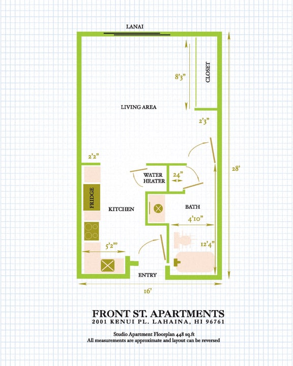 Floor Plan  Front Street Apartments studio floor plan