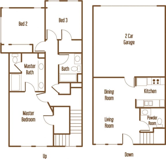 Floor Plan  Parkside Villas 3 bedroom 2.5 bathroom floor plan