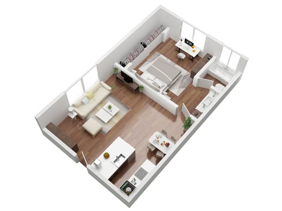 Floor Plan  Villa Lago 1 bedroom Apartment home